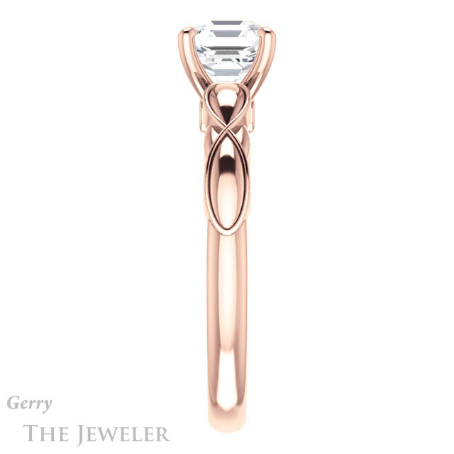 14k Rose Gold Asscher Cut Forever One Engagement Ring Setting #GTJ1250-asscher-fo-r