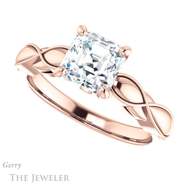 14k Rose Gold Asscher Cut Forever One Engagement Ring Setting #GTJ1250-asscher-fo-r