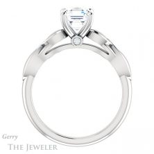 14k White Gold Asscher Cut Forever One Engagement Ring Setting #GTJ1250-asscher-fo-w 2 14k White Gold Asscher Cut Forever One Engagement Ring Setting #GTJ1250-asscher-fo-w