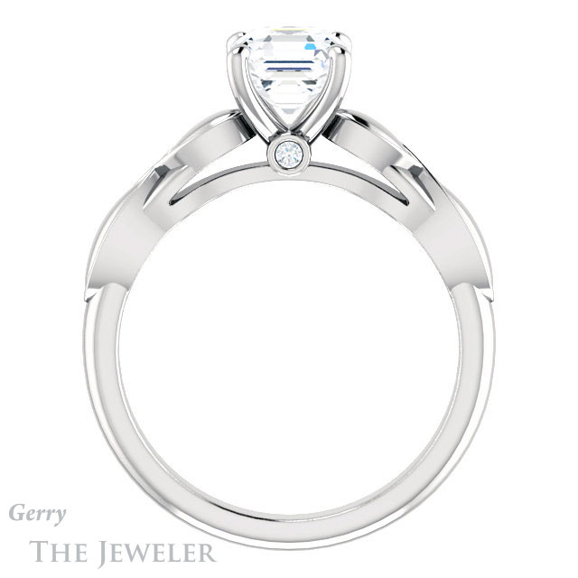 14k White Gold Asscher Cut Forever One Engagement Ring Setting #GTJ1250-asscher-fo-w