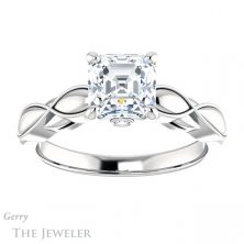 14k White Gold Asscher Cut Forever One Engagement Ring Setting #GTJ1250-asscher-fo-w 1 14k White Gold Asscher Cut Forever One Engagement Ring Setting #GTJ1250-asscher-fo-w