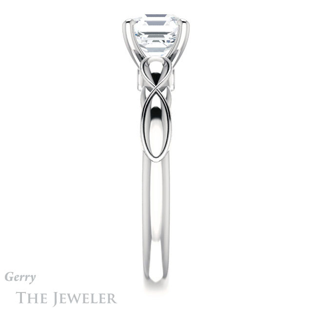 14k White Gold Asscher Cut Forever One Engagement Ring Setting #GTJ1250-asscher-fo-w 3 14k White Gold Asscher Cut Forever One Engagement Ring Setting #GTJ1250-asscher-fo-w