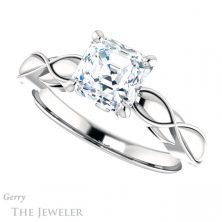14k White Gold Asscher Cut Forever One Engagement Ring Setting #GTJ1250-asscher-fo-w 5 14k White Gold Asscher Cut Forever One Engagement Ring Setting #GTJ1250-asscher-fo-w