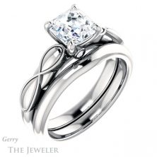 14k White Gold Asscher Cut Forever One Engagement Ring Setting #GTJ1250-asscher-fo-w 6 14k White Gold Asscher Cut Forever One Engagement Ring Setting #GTJ1250-asscher-fo-w