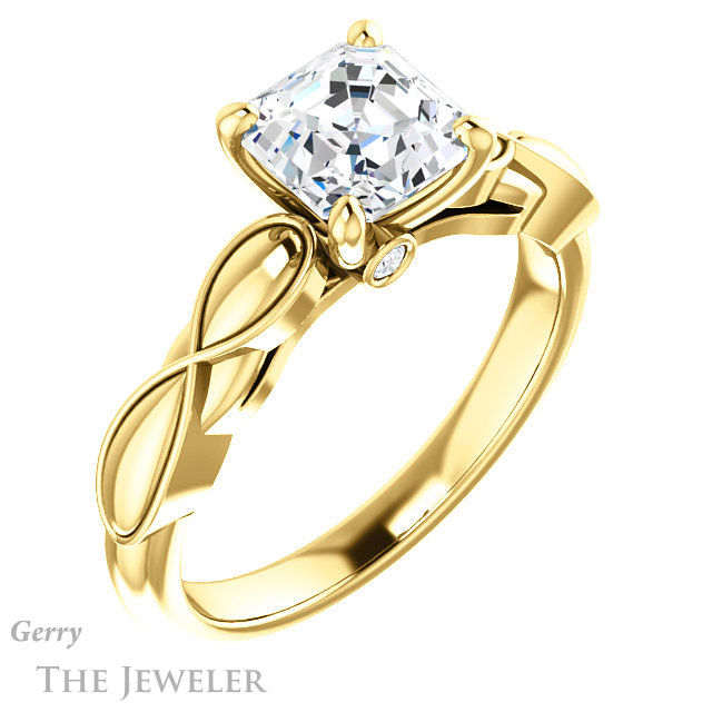 14k Yellow Gold Asscher Cut Forever One Engagement Ring Setting #GTJ1250-asscher-fo-y 4 14k Yellow Gold Asscher Cut Forever One Engagement Ring Setting #GTJ1250-asscher-fo-y