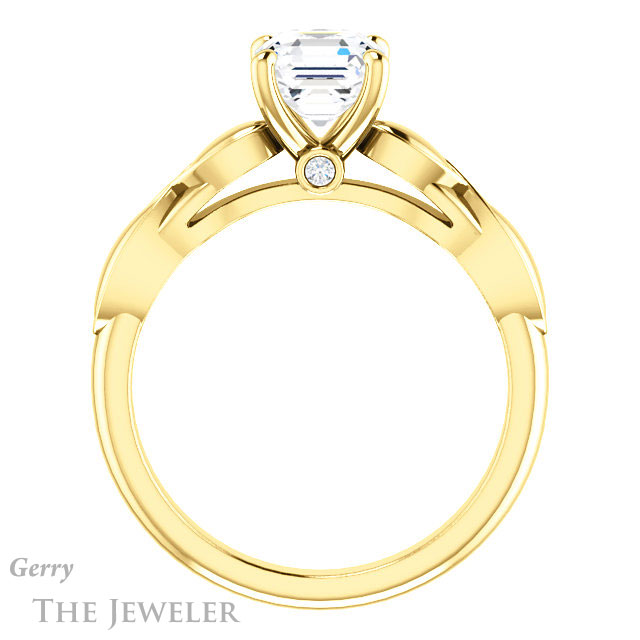14k Yellow Gold Asscher Cut Forever One Engagement Ring Setting #GTJ1250-asscher-fo-y