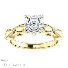 14k Yellow Gold Asscher Cut Forever One Engagement Ring Setting #GTJ1250-asscher-fo-y 1 14k Yellow Gold Asscher Cut Forever One Engagement Ring Setting #GTJ1250-asscher-fo-y