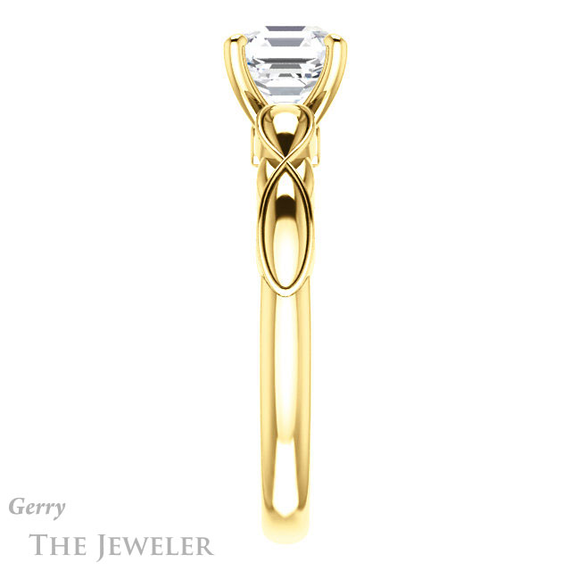 14k Yellow Gold Asscher Cut Forever One Engagement Ring Setting #GTJ1250-asscher-fo-y 3 14k Yellow Gold Asscher Cut Forever One Engagement Ring Setting #GTJ1250-asscher-fo-y