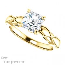 14k Yellow Gold Asscher Cut Forever One Engagement Ring Setting #GTJ1250-asscher-fo-y 5 14k Yellow Gold Asscher Cut Forever One Engagement Ring Setting #GTJ1250-asscher-fo-y