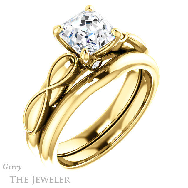 14k Yellow Gold Asscher Cut Forever One Engagement Ring Setting #GTJ1250-asscher-fo-y 6 14k Yellow Gold Asscher Cut Forever One Engagement Ring Setting #GTJ1250-asscher-fo-y