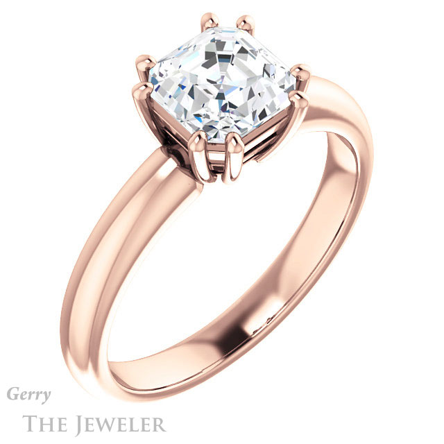 14k Rose Gold Asscher Cut Forever One Engagement Ring Setting #GTJ1251-asscher-fo-r