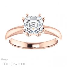 14k Rose Gold Asscher Cut Forever One Engagement Ring Setting #GTJ1251-asscher-fo-r