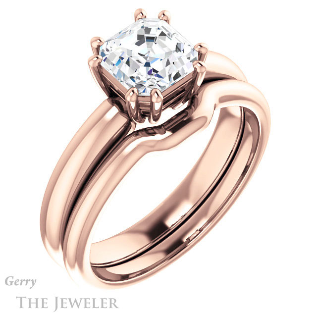 14k Rose Gold Asscher Cut Forever One Engagement Ring Setting #GTJ1251-asscher-fo-r