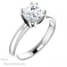 14k White Gold Asscher Cut Forever One Engagement Ring Setting #GTJ1251-asscher-fo-w 4 14k White Gold Asscher Cut Forever One Engagement Ring Setting #GTJ1251-asscher-fo-w