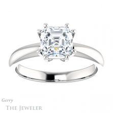14k White Gold Asscher Cut Forever One Engagement Ring Setting #GTJ1251-asscher-fo-w 1 14k White Gold Asscher Cut Forever One Engagement Ring Setting #GTJ1251-asscher-fo-w