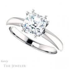 14k White Gold Asscher Cut Forever One Engagement Ring Setting #GTJ1251-asscher-fo-w 5 14k White Gold Asscher Cut Forever One Engagement Ring Setting #GTJ1251-asscher-fo-w