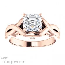 14k Rose Gold Asscher Cut Forever One Engagement Ring Setting #GTJ1255-asscher-fo-r
