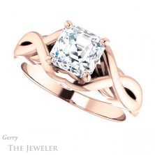 14k Rose Gold Asscher Cut Forever One Engagement Ring Setting #GTJ1255-asscher-fo-r