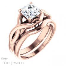 14k Rose Gold Asscher Cut Forever One Engagement Ring Setting #GTJ1255-asscher-fo-r