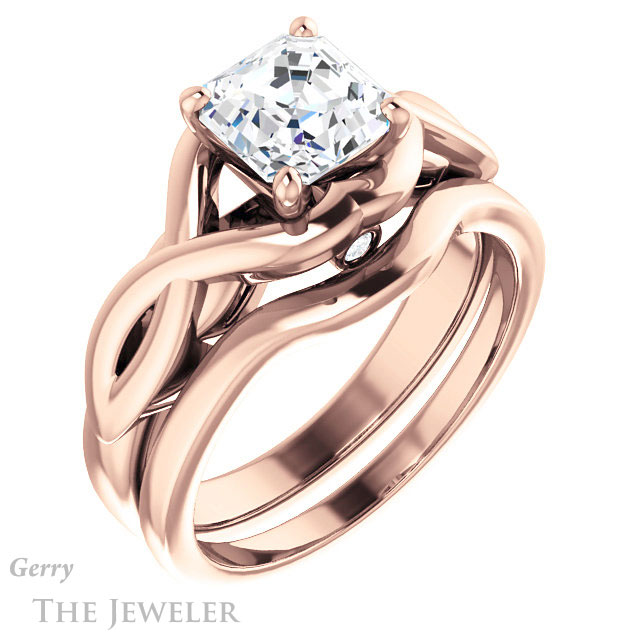 14k Rose Gold Asscher Cut Forever One Engagement Ring Setting #GTJ1255-asscher-fo-r