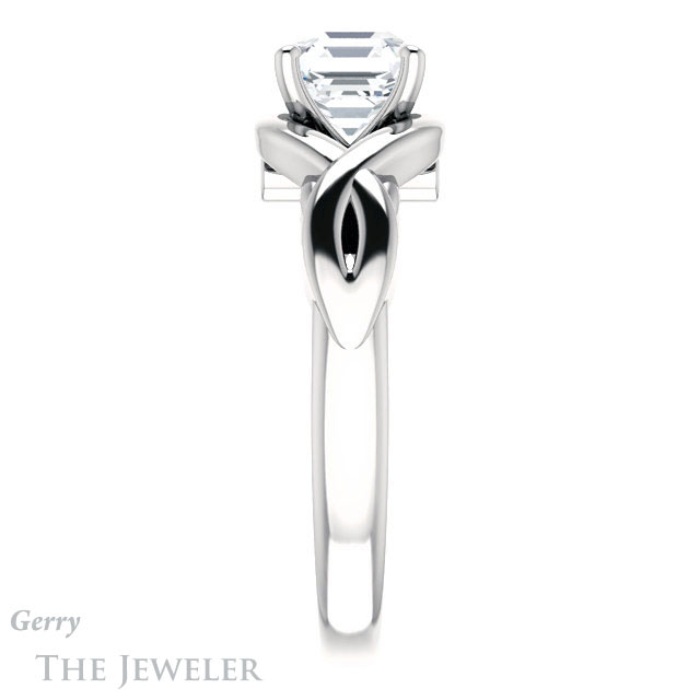 14k White Gold Asscher Cut Forever One Engagement Ring Setting #GTJ1255-asscher-fo-w