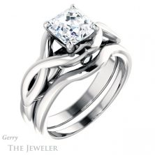 14k White Gold Asscher Cut Forever One Engagement Ring Setting #GTJ1255-asscher-fo-w