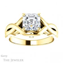 14k Yellow Gold Asscher Cut Forever One Engagement Ring Setting #GTJ1255-asscher-fo-y