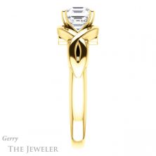 14k Yellow Gold Asscher Cut Forever One Engagement Ring Setting #GTJ1255-asscher-fo-y