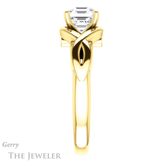 14k Yellow Gold Asscher Cut Forever One Engagement Ring Setting #GTJ1255-asscher-fo-y