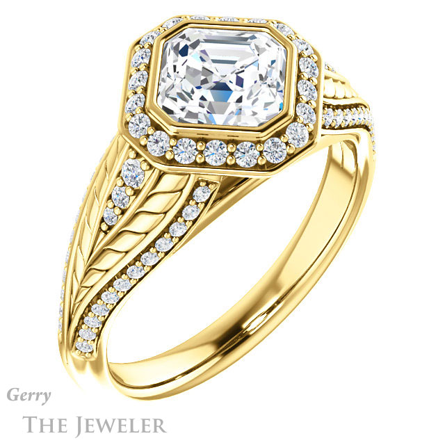 Asscher Cut Forever One Engagement Ring Setting #GTJ1256-asscher-fo-y | Gerry The Jeweler 14k Yellow Gold Asscher Cut Forever One Engagement Ring Setting #GTJ1256-asscher-fo-y