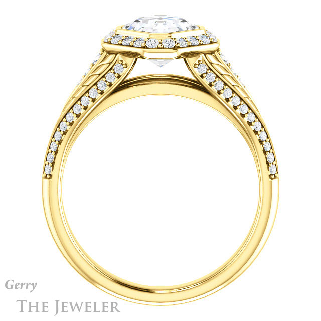 Asscher Cut Forever One Engagement Ring Setting #GTJ1256-asscher-fo-y | Gerry The Jeweler 14k Yellow Gold Asscher Cut Forever One Engagement Ring Setting #GTJ1256-asscher-fo-y