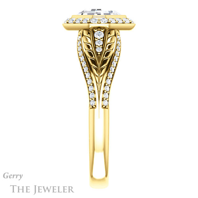 Asscher Cut Forever One Engagement Ring Setting #GTJ1256-asscher-fo-y | Gerry The Jeweler 14k Yellow Gold Asscher Cut Forever One Engagement Ring Setting #GTJ1256-asscher-fo-y
