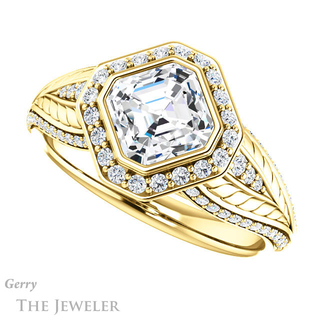 Asscher Cut Forever One Engagement Ring Setting #GTJ1256-asscher-fo-y | Gerry The Jeweler 14k Yellow Gold Asscher Cut Forever One Engagement Ring Setting #GTJ1256-asscher-fo-y