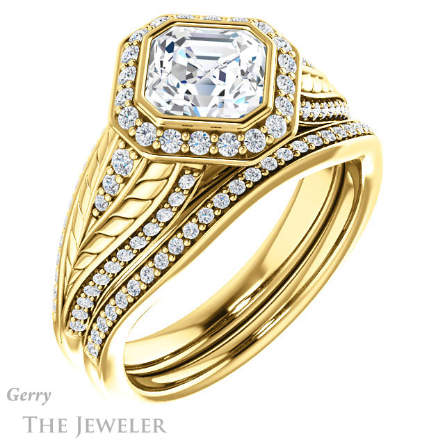 Asscher Cut Forever One Engagement Ring Setting #GTJ1256-asscher-fo-y | Gerry The Jeweler 14k Yellow Gold Asscher Cut Forever One Engagement Ring Setting #GTJ1256-asscher-fo-y