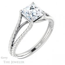 14k White Gold Asscher Cut Forever One Engagement Ring Setting #GTJ1258-asscher-fo-w 4 14k White Gold Asscher Cut Forever One Engagement Ring Setting #GTJ1258-asscher-fo-w