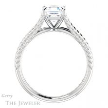 14k White Gold Asscher Cut Forever One Engagement Ring Setting #GTJ1258-asscher-fo-w 2 14k White Gold Asscher Cut Forever One Engagement Ring Setting #GTJ1258-asscher-fo-w