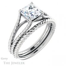 14k White Gold Asscher Cut Forever One Engagement Ring Setting #GTJ1258-asscher-fo-w 6 14k White Gold Asscher Cut Forever One Engagement Ring Setting #GTJ1258-asscher-fo-w
