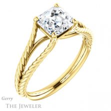 14k Yellow Gold Asscher Cut Forever One Engagement Ring Setting #GTJ1258-asscher-fo-y