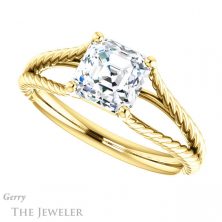 14k Yellow Gold Asscher Cut Forever One Engagement Ring Setting #GTJ1258-asscher-fo-y