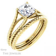 14k Yellow Gold Asscher Cut Forever One Engagement Ring Setting #GTJ1258-asscher-fo-y