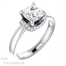 14k White Gold Asscher Cut Forever One Engagement Ring Setting #GTJ1261-asscher-fo-w