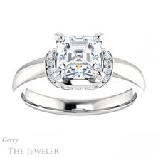 14k White Gold Asscher Cut Forever One Engagement Ring Setting #GTJ1261-asscher-fo-w