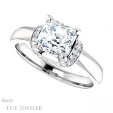 14k White Gold Asscher Cut Forever One Engagement Ring Setting #GTJ1261-asscher-fo-w