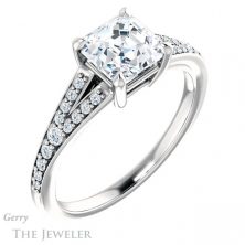 14k White Gold Asscher Cut Forever One Engagement Ring Setting #GTJ1262-asscher-fo-w 4 14k White Gold Asscher Cut Forever One Engagement Ring Setting #GTJ1262-asscher-fo-w
