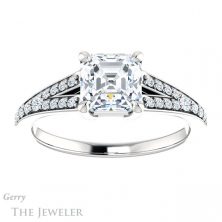 14k White Gold Asscher Cut Forever One Engagement Ring Setting #GTJ1262-asscher-fo-w 1 14k White Gold Asscher Cut Forever One Engagement Ring Setting #GTJ1262-asscher-fo-w