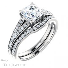 14k White Gold Asscher Cut Forever One Engagement Ring Setting #GTJ1262-asscher-fo-w 6 14k White Gold Asscher Cut Forever One Engagement Ring Setting #GTJ1262-asscher-fo-w