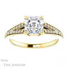 14k Yellow Gold Asscher Cut Forever One Engagement Ring Setting #GTJ1262-asscher-fo-y