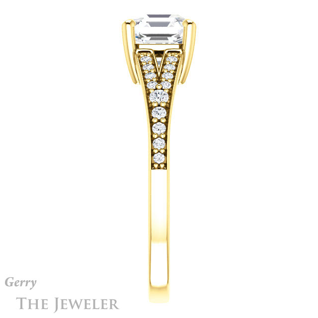 14k Yellow Gold Asscher Cut Forever One Engagement Ring Setting #GTJ1262-asscher-fo-y