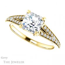 14k Yellow Gold Asscher Cut Forever One Engagement Ring Setting #GTJ1262-asscher-fo-y