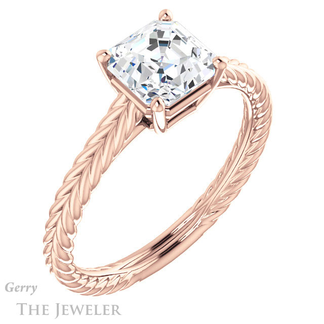 14k Rose Gold Asscher Cut Forever One Engagement Ring Setting #GTJ1263-asscher-fo-r